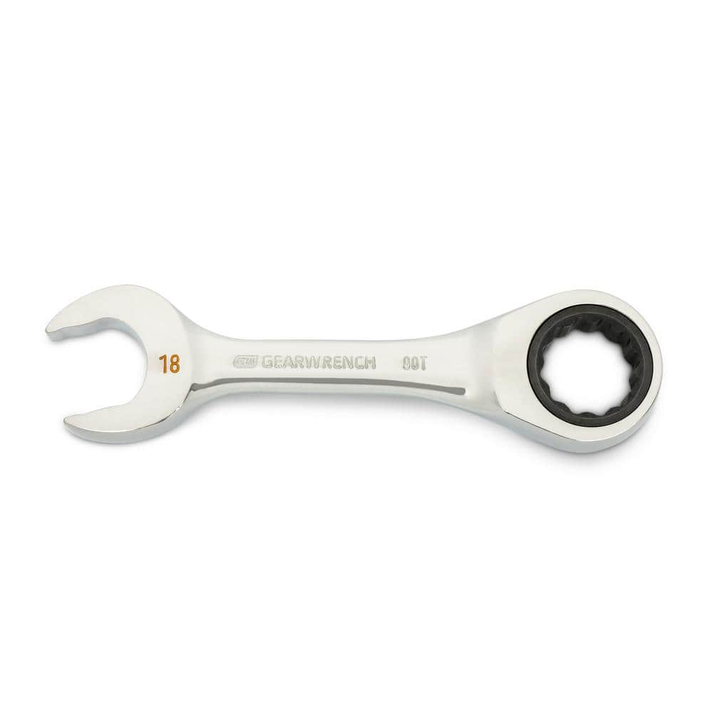 GEARWRENCH 18 mm 90-Tooth 12 Point Stubby Ratcheting Combination Wrench