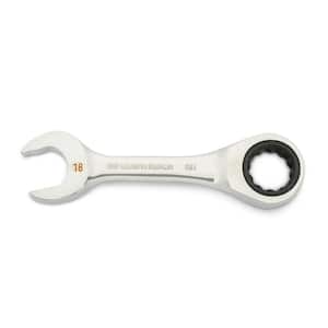 18 mm 90-Tooth 12 Point Stubby Ratcheting Combination Wrench