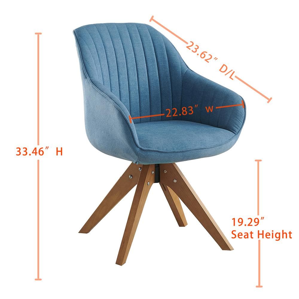 Mid-Century Light Blue Swivel Accent Chair with Beech Wood Legs
