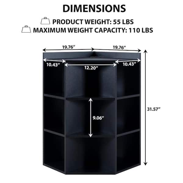 HOMESTOCK Black Corner Cube Storage Cabinet for Small Spaces with