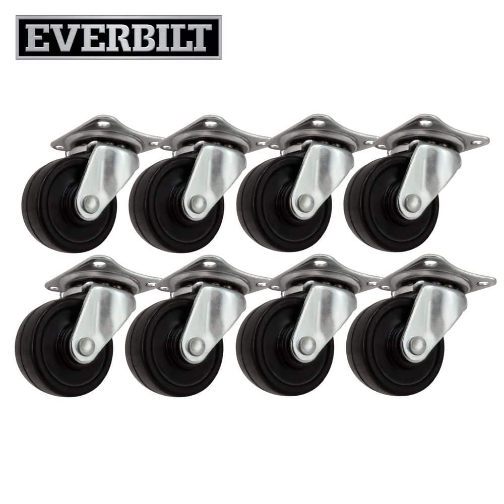 1 1/2 in. Black Soft Rubber and Steel Swivel Plate Casters with 40 lbs. Load Rating 8 Pack price history on PriceWatchPro