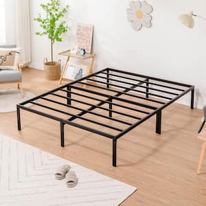 Black Bed Frame 14 in. High Under Bed Storage Space Heavy Duty Queen Size Metal Platform Bed Frame 62 in. W x 82 in. L