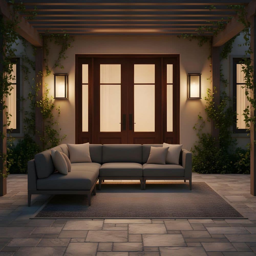 Audley 15in. Antique Bronze with Distressed Seeded Glass Panels Outdoor Hardwired Lantern Sconce with Integrated LED price history on PriceWatchPro