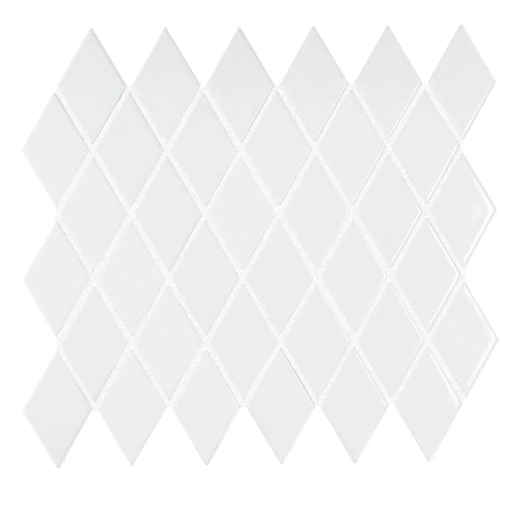 Daltile Restore Bright White 12 in. x 13 in. Glazed Ceramic Diamond Mosaic Tile (0.88 sq. ft./Piece) 10 