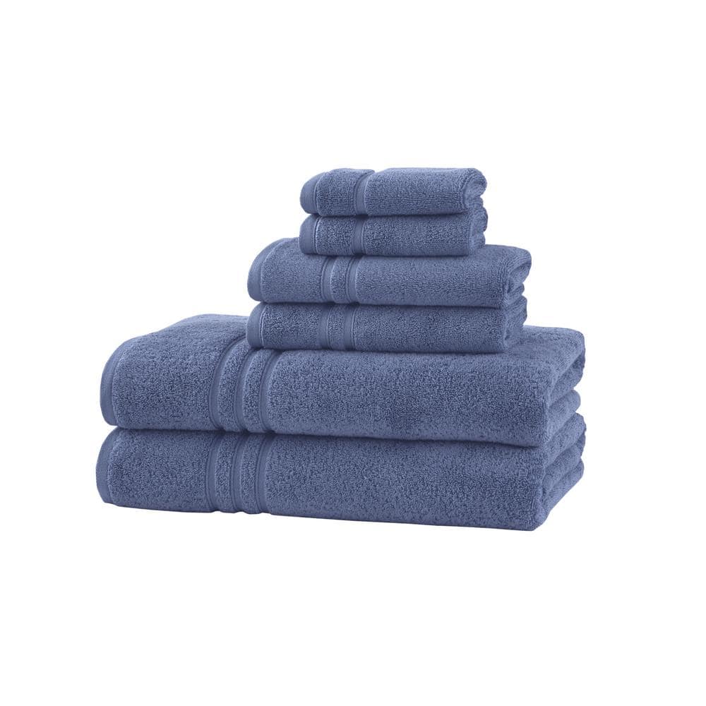 Buy AVI LIVING Marl Towel Set- 4 piece-Supersoft Zero Twist Cotton- GSM 500- Blue , Grey Online