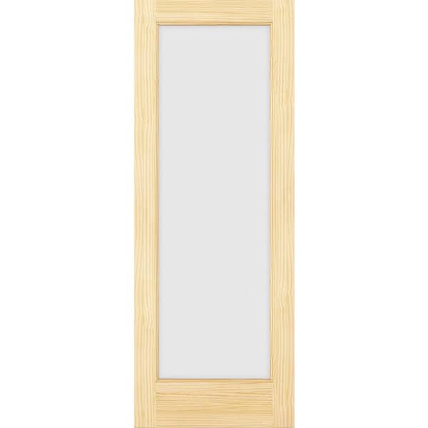 32 in. x 80 in. French Solid Wood 1-Lite Clear Glass Clear Pine Wood Interior Door Slab