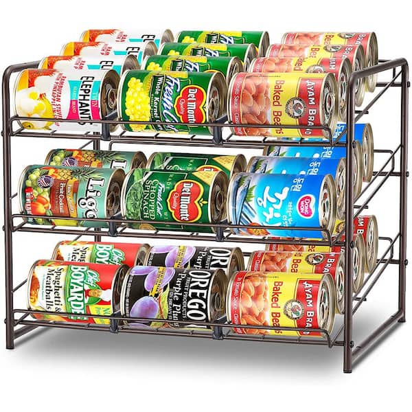 Oumilen 3 Tier Stackable Can Rack Organizer for Kitchen Cabinet Pantry Countertop, Bronze