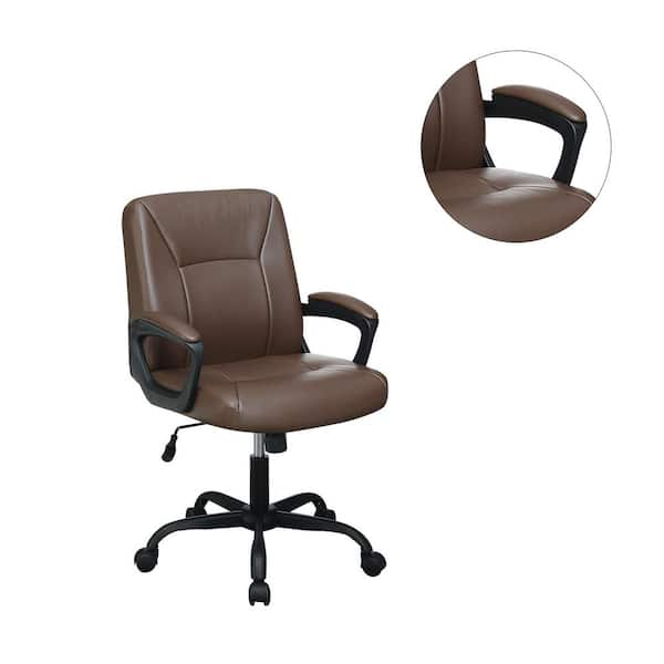 SIMPLE RELAX Brown Artificial Leather Low Back Adjustable Height