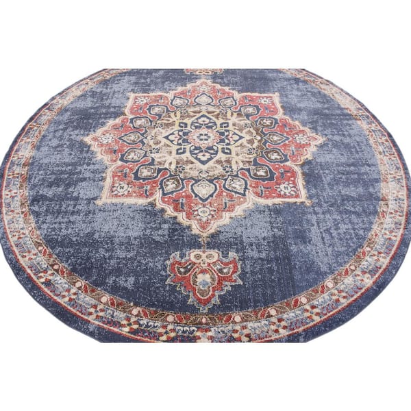 Unique Loom Utopia Helios Navy Blue 8' 0 x 8' 0 Round Rug 3135358