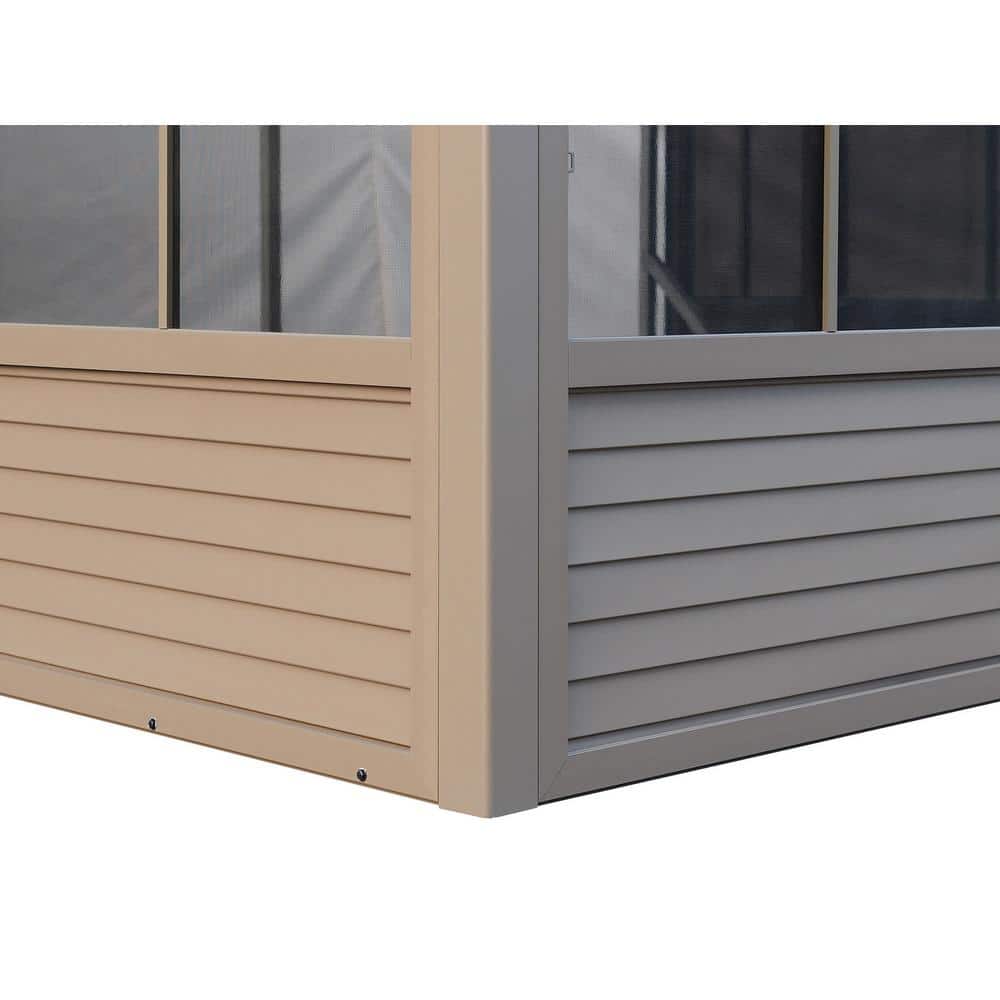 Florence Sand Aluminum Wall-Mounted Solarium with Steel Roof