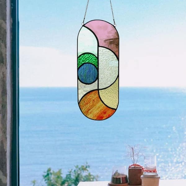 Green Geometric Design Style Stained Glass Art Glass Window