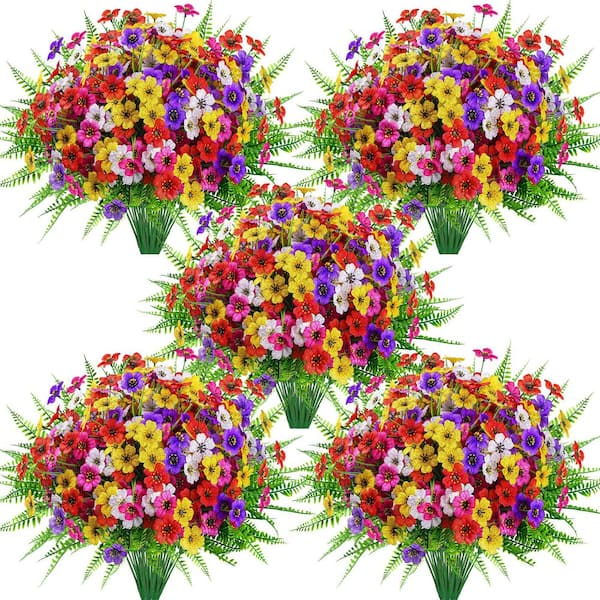 13.8 in. Multi-Colored Artificial Daisy Flower Set Outdoor Indoor