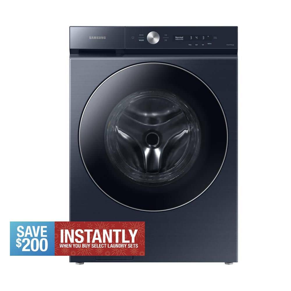 Samsung Bespoke 5.3 cu. ft. Ultra-Capacity Smart Front Load Washer in Brushed Navy with AI OptiWash and Auto Dispense