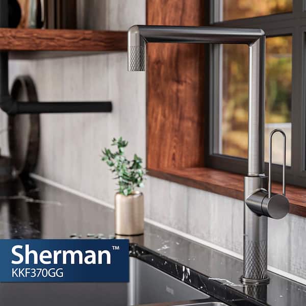 Sherman Single Handle Deck Mount Standard Kitchen Faucet in Gunmetal Grey