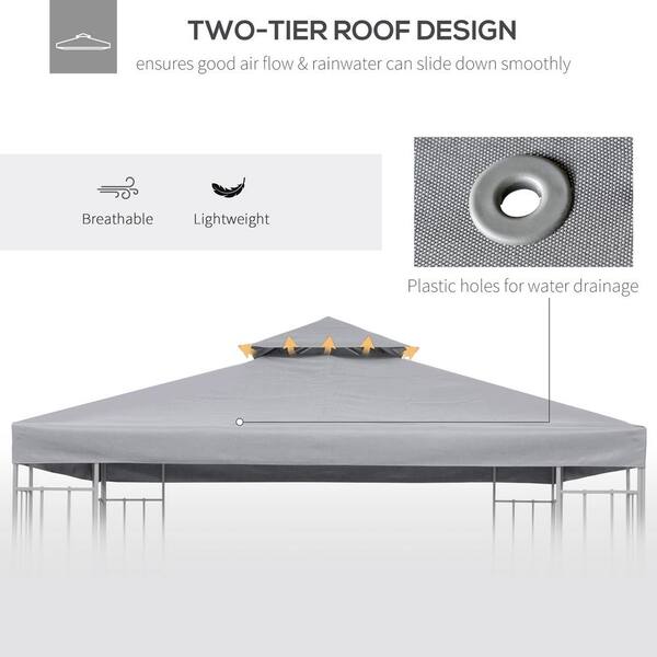 ToolCat Light Gray Gazebo Replacement Canopy 2-Tier Top UV