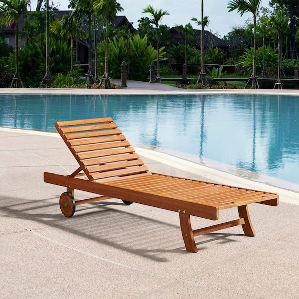 Alaterre Furniture Caspian Eucalyptus Wood Outdoor Lounge Chair