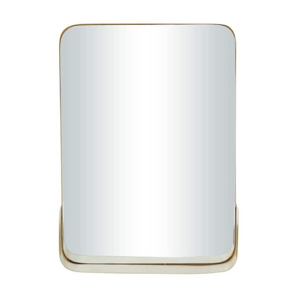 22 in. x 16 in. 1 Shelf Rectangle Framed Gold Wall Mirror