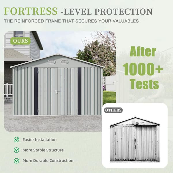 IMAGACFUN 10 x 12 ft. Large Outdoor Metal Storage Shed, Sturdy