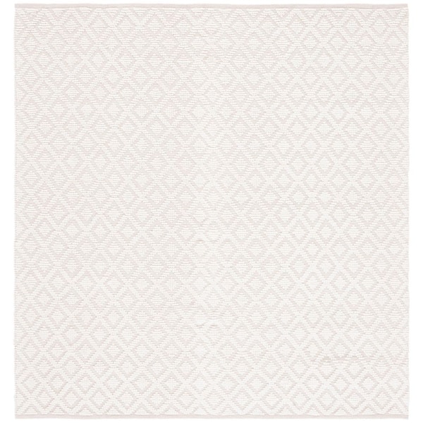 Vermont 4 ft. x 4 ft. Square Ivory Diamond Monochrome Area Rug