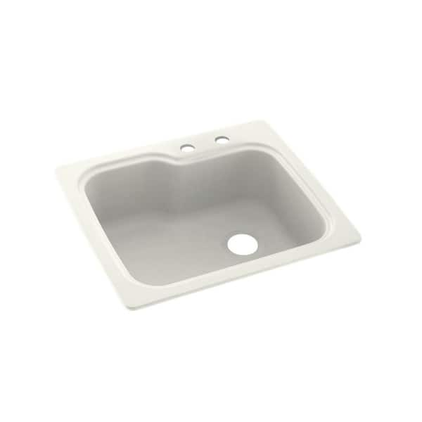 Swan Dual Mount Solid Surface 25 In X 22 In 2 Hole Single Bowl   Bisque Swan Drop In Kitchen Sinks Ks02522sb 018 2c 64 600 