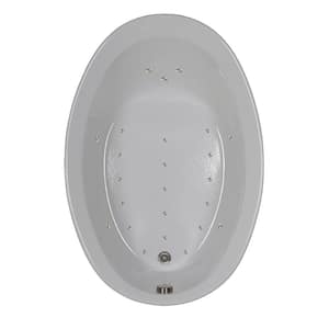 56 in. Oval Drop-in Air Bathtub in Biscuit