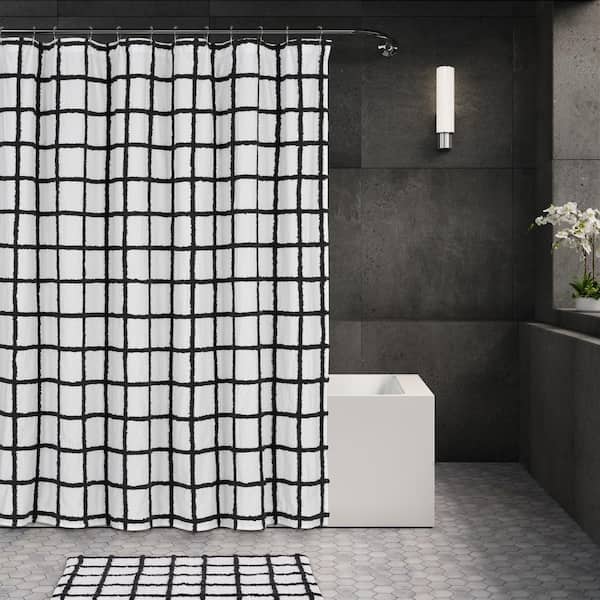Unbranded Maxwell Cotton Black Shower Curtain