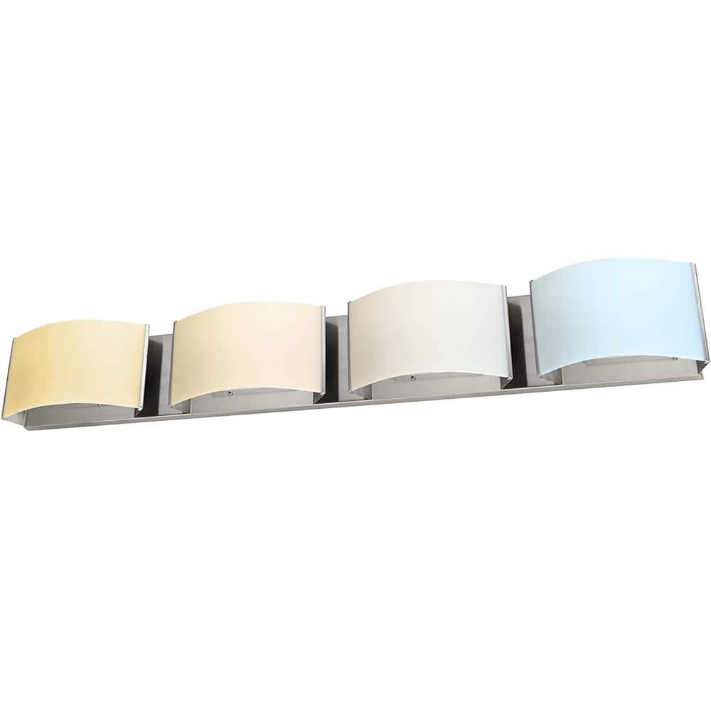 31.1 in. 4-Light Brushed Nickel Integrated LED Decorative Vanity Light with Frosted Shade Color Selectable ETL Listed price history on PriceWatchPro