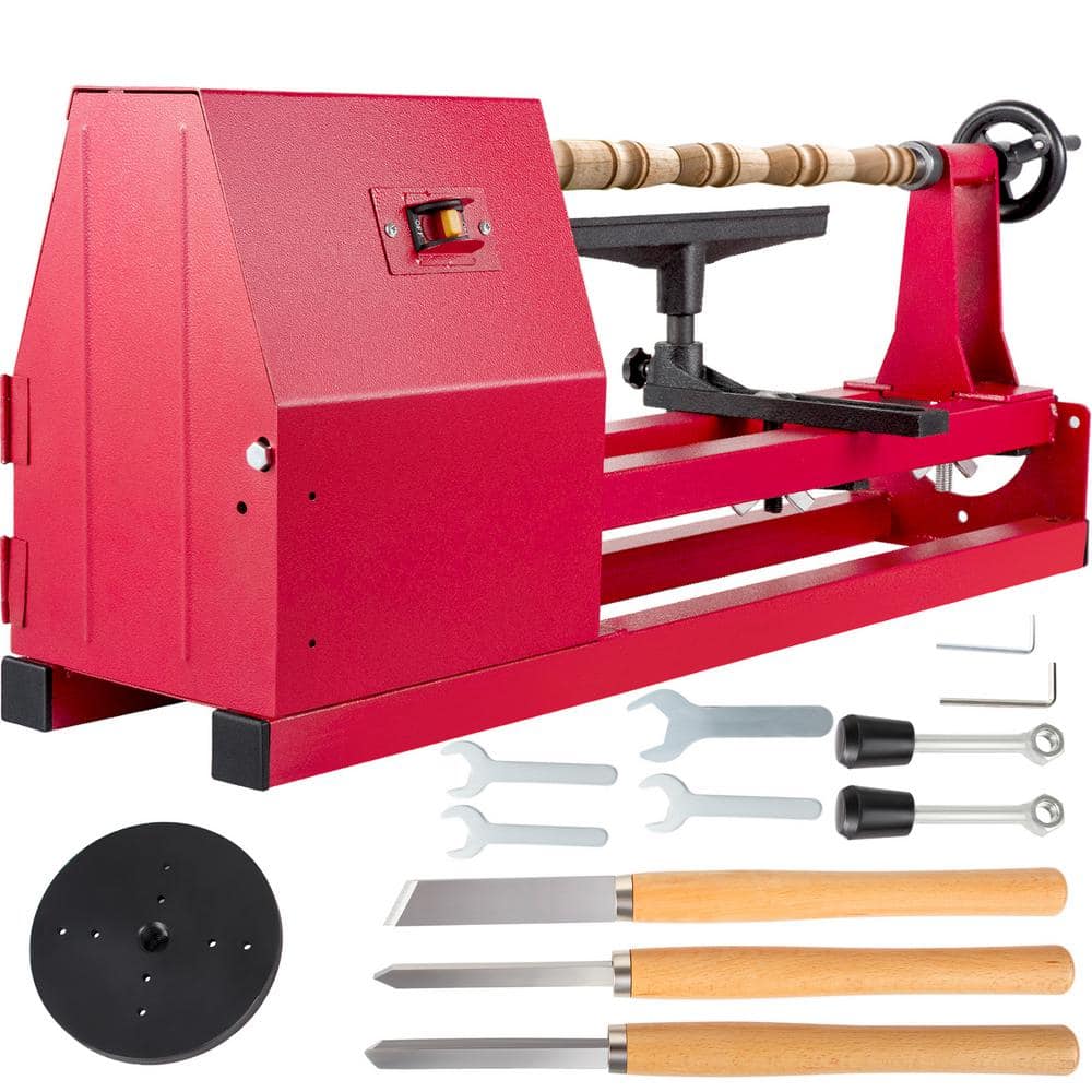 VEVOR 14 in. x 20 in. Power Bench top Wood Lathe 4Speeds with 3Chisels and Wrenches, Table