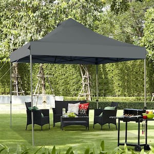 10 ft. x 10 ft. Grey Pop Up Canopy Tent Easy Set-up Outdoor Tent Commercial Instant Shelter w/3 Adjustable Heights