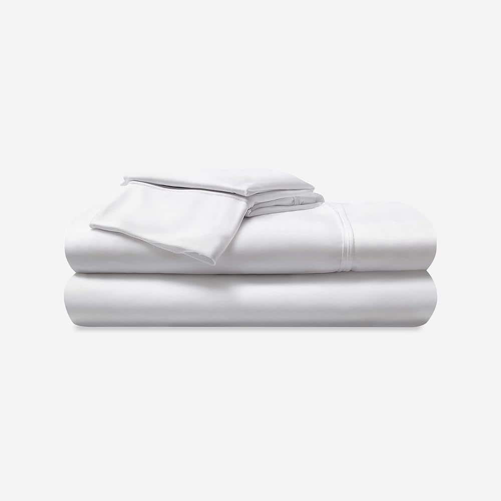 Bright White Twin Cotton Bamboo Sheet Set