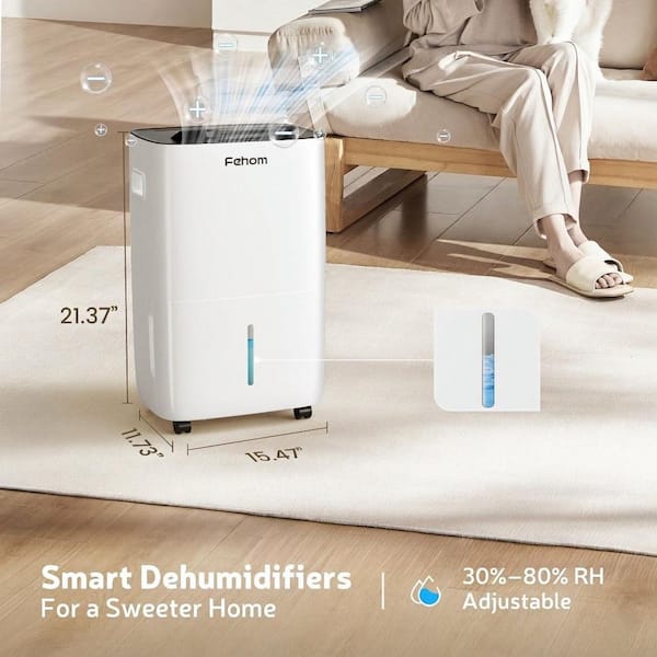 High Humidity 150 pt. 7,000 sq. ft. Portable Dehumidifier in White with Bucket and Drain Hose for Bedroom, Basement