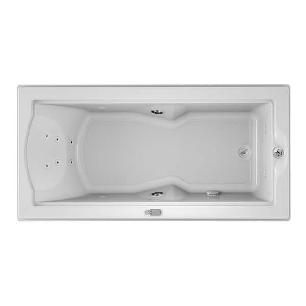 JACUZZI FUZION 70.7 in. x 35.4 in. Rectangular Whirlpool Bathtub with Right Drain in White