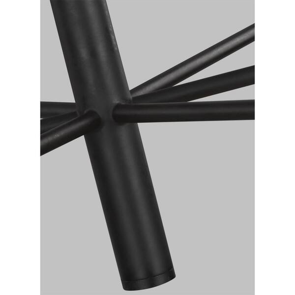 Generation Lighting - Brianna 6-Light Aged Iron Minimalist Modern Hanging Candlestick Chandelier