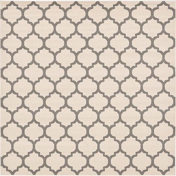 Unique Loom Trellis Philadelphia Beige/Gray 10' 0 x 10' 0 Square Rug