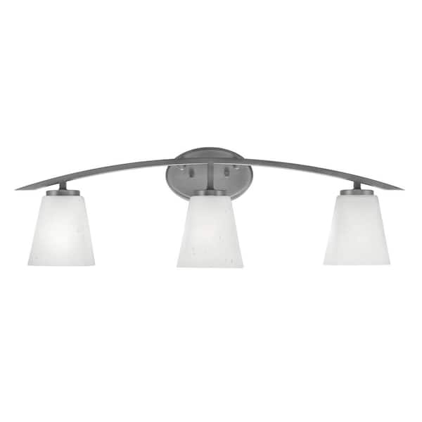 Unbranded Siena 29 in. 3-Light Vanity Light Graphite with White Muslin Glass Shades