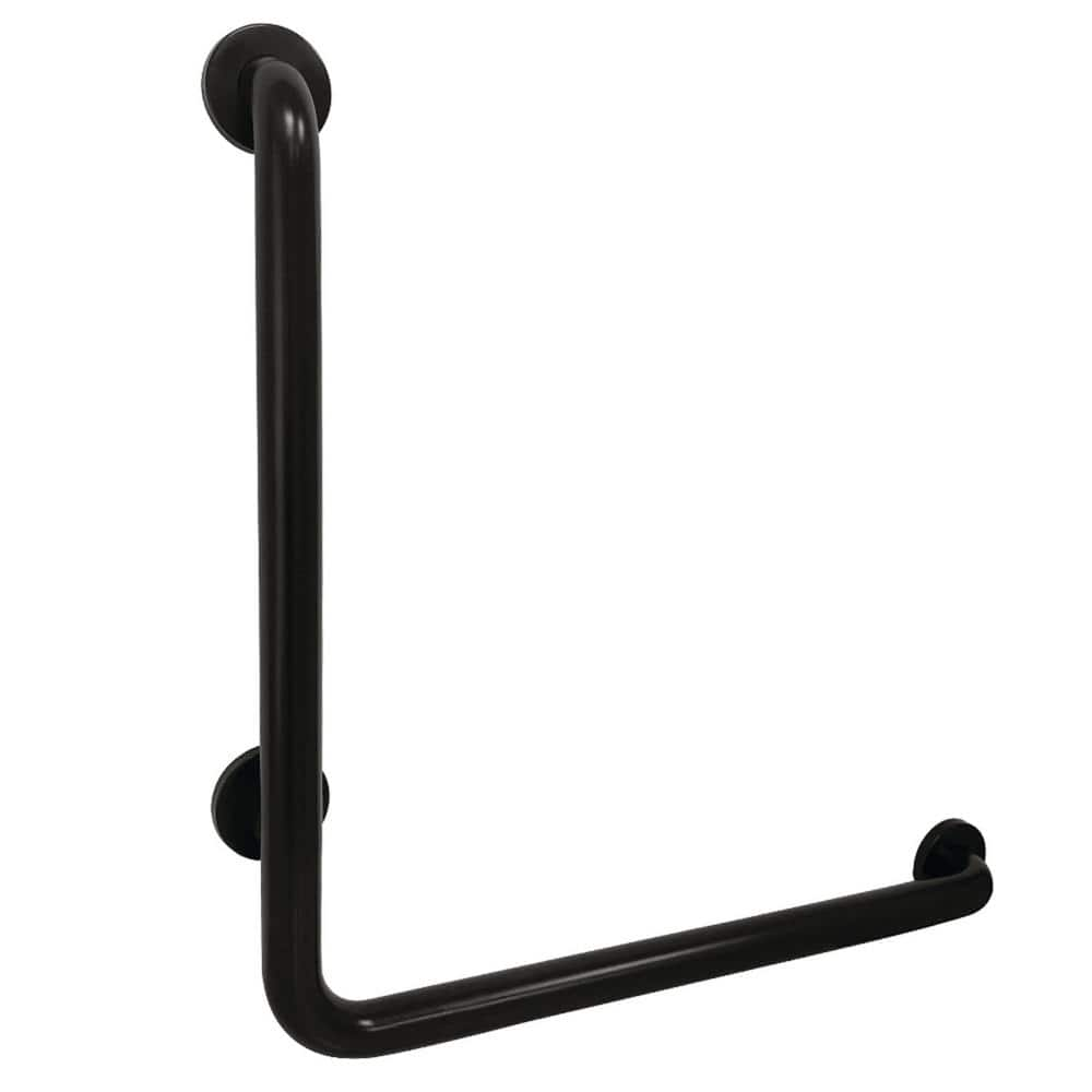 Kingston Brass L Shaped 24 In X 1 1 2 In Grab Bar In Matte Black   Matte Black Kingston Brass Grab Bars Hgbl1224csr0 64 1000 