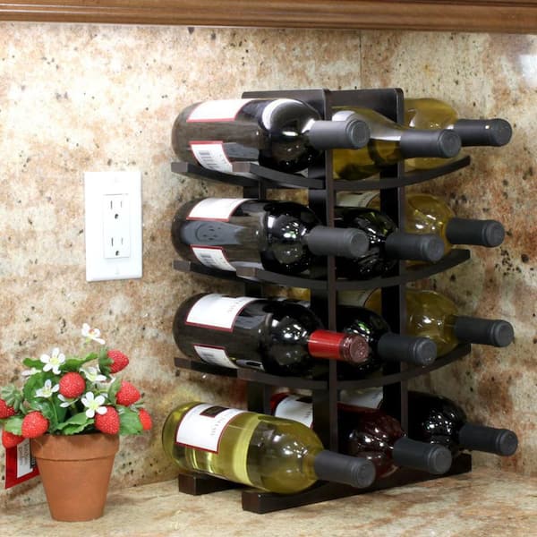 EPOWP 12 Bottle Coffee Wood Tabletop Wine Rack LX D0102HPYRPY