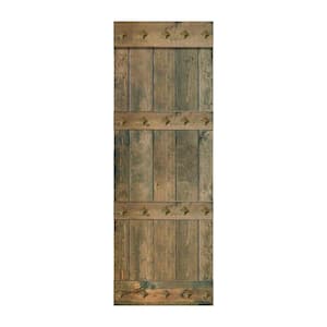 Mid-Century Style 30 in. X84 in. Aged Barrel Finished DIY Knotty Pine Wood Sliding Barn Door Slab