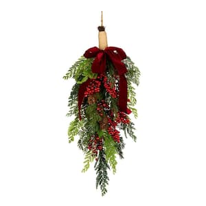 28 in. Joy Teardrop Artificial Arrangement Christmas Swag