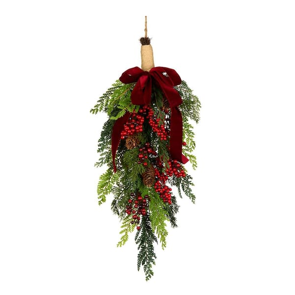 28 in. Joy Teardrop Artificial Arrangement Christmas Swag