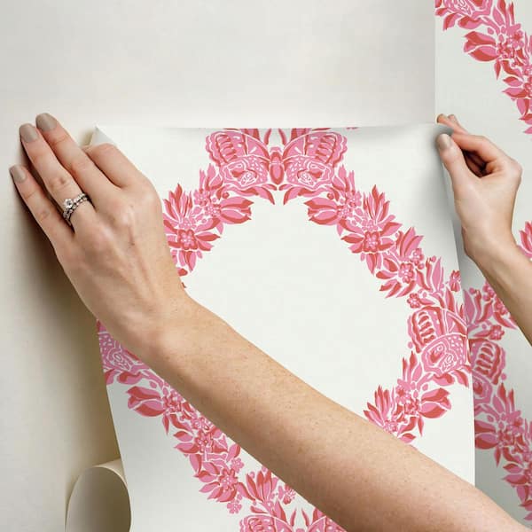 Scalamandre Pink Valentino Wreath Peel and Stick Wallpaper Sample  SCS6050SAM - The Home Depot