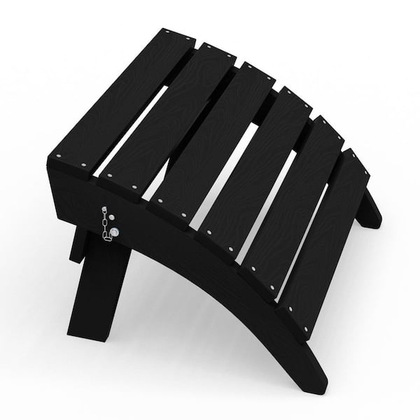 JEAREY HDPE Folding Plastic Outdoor Ottoman for Adirondack in Black