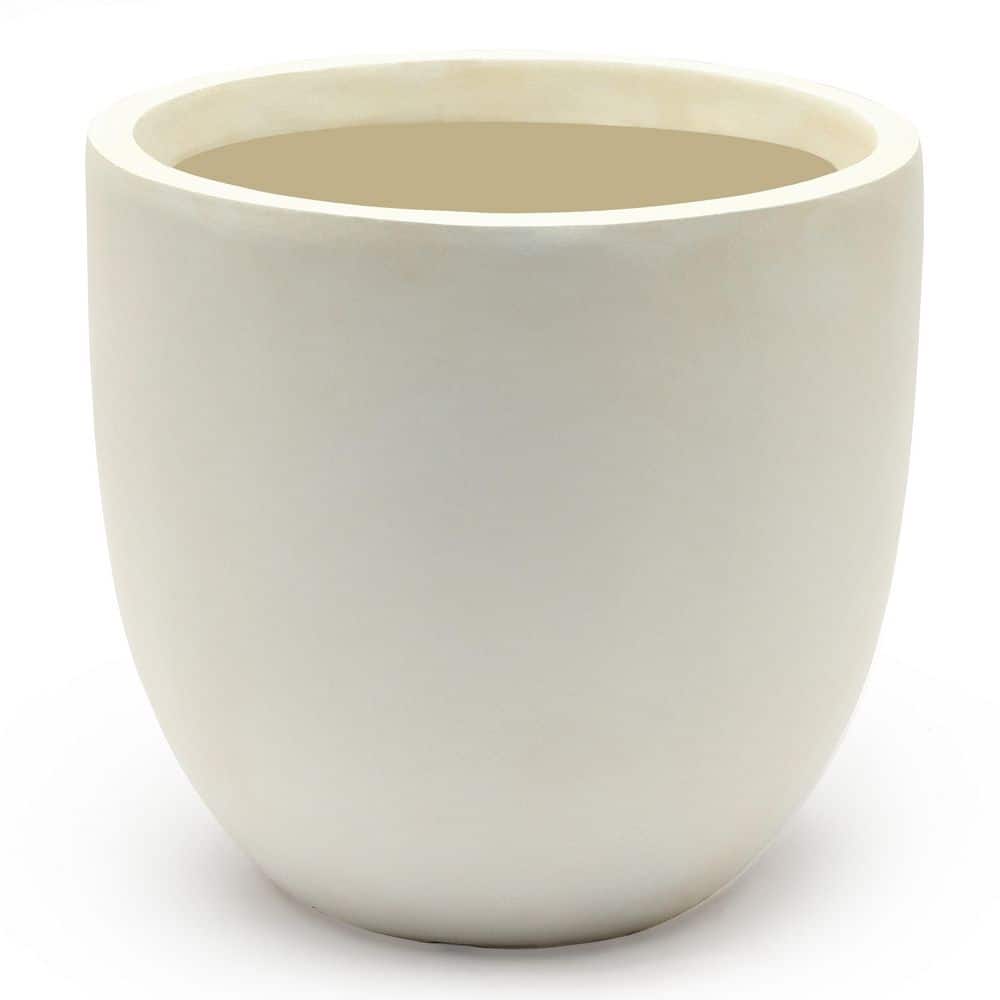 White Round Magnesium Oxide Outdoor Planter, 12.2in Height
