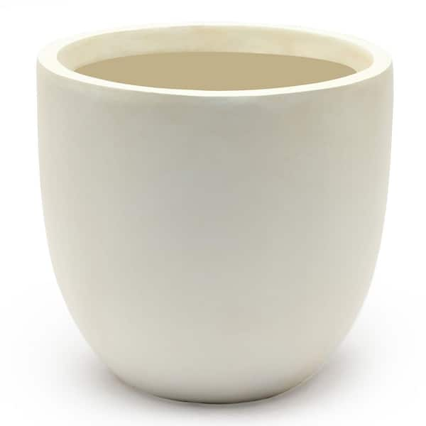 12.2 in. H Round Tapered White MgO Composite Planter Pot