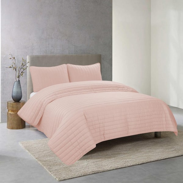 Nouvelle Home Perfectly Cotton 2-Piece Blush Solid Cotton Twin/Twin XL Quilt Set
