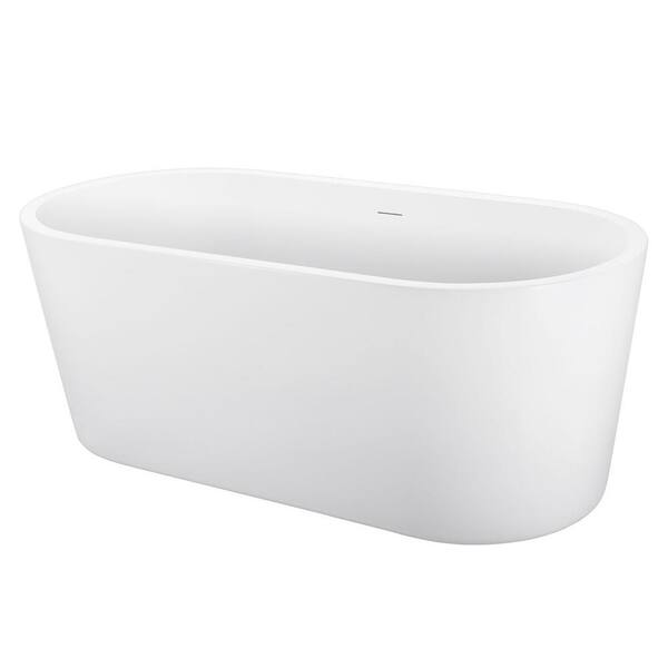 Unbranded 58.5 in. Acrylic Flatbottom Non-Whirlpool Bathtub in White