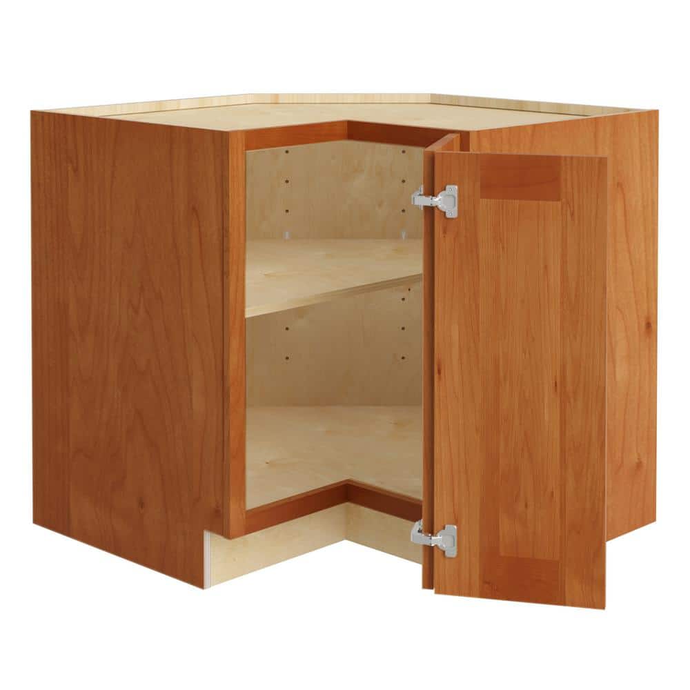 Newport 33 in. W x 24 in. D x 34.5 in. H Assembled Plywood Corner Easy Reach Base Kitchen Cabinet in Cinnamon RH price history on PriceWatchPro