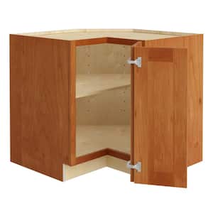 Hargrove Cinnamon Stain Plywood Shaker Assembled EZ Reach Corner Kitchen Cabinet Sft Cls R 24 in W x 24 in D x 34.5 in H