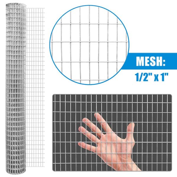 Fencer Wire 2 ft. x 100 ft. 16-Gauge Welded Wire Fence, Mesh Size 1/2 in. x 1 in., Multiple Use Galvanized Welded Wire Roll