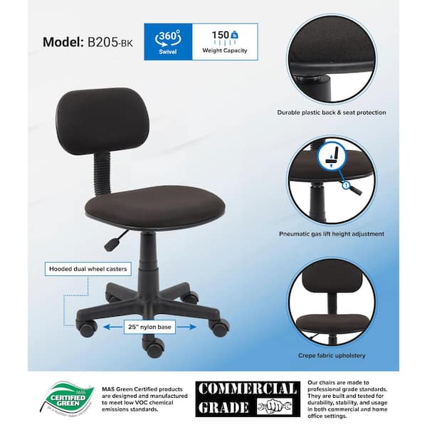 BOSS Office Products Black Mesh Back and Seat Cushions Black Base